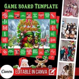 Grinch Game board, Custom GameBoard , Template , Game Board, Digital Download, Girls Night, Editable Template