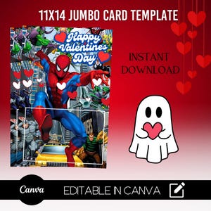 Modèle de carte Saint-Valentin, carte de Saint-Valentin Jumbo, modèle de toile, modèle de carte de régal, prêt à imprimer, modèle de carte de Saint-Valentin Jumbo modifiable