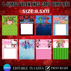 8 Valentinstag Leckerli Kartenvorlagen Bundle, Jumbo Valentinstag Karte, Canva Vorlage, Leckerli Kartenvorlage, Print bereit, bearbeitbar, 8,5 x 11, digital