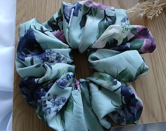 Handmade Floral Crepe Scrunchie: XXL Oversized Hair Tie