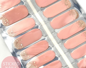 Oro rosa | Pegatinas para uñas | Envolturas para uñas | Tiras para uñas | Uñas postizas