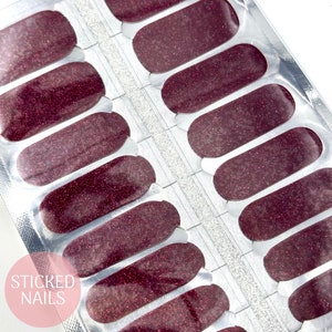 Glitter Plum | Nail Stickers | Nail Wraps | Nail Strips | Stick Nails