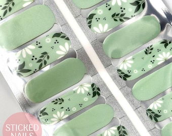 Spring Green | Nail Stickers | Nail Wraps | Nail Strips | Stick Nails