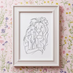 Leo Zodiac One Line Drawing, Digital Art Poster Print, Female Fashion And Astrology Wall Decor, Mulitple Sizes, Svg Included