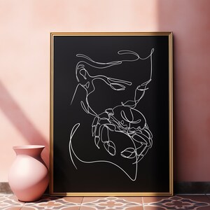 Cancer Zodiac Art, One Line Art, Line Art Woman, Crab, Continuous Drawing, Single Line, Digital Download, Feminine, Cancer Sign, Zodiac, Svg