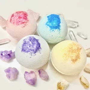 Crystal Bath Bombs - hemp bath bomb - surprise bath bomb - shea bath bomb - crystals