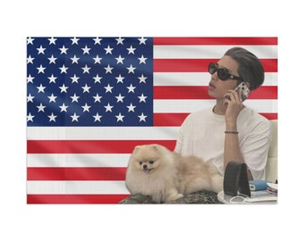 P1Harmony Keeho Dog Dad, drapeau américain, tapisserie murale 2024