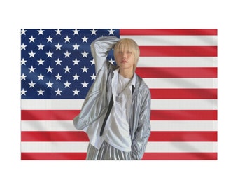 P1Harmony Jongseob Rizz Amerikaanse vlag, wandtapijttour 2024