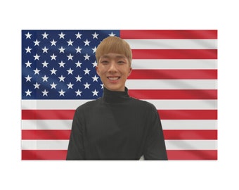 P1Harmony Jiung Meme Bandera estadounidense, gira de tapices de pared 2024