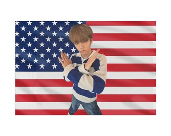 TxT Soobin NO Meme Amerikanische Flagge, Wandbehang Tour 2024