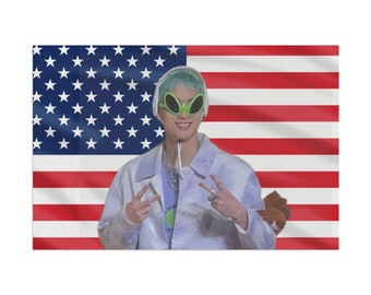 Drapeau américain P1Harmony Jiung Alien Meme, tournée des tapisseries murales 2024