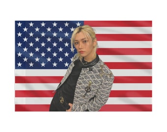 Stray Kids Felix American Flag, Wall Tapestry Tour 2024