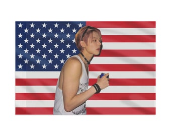 TxT Yeonjun Club American Flag, Wall Tapestry Tour 2024