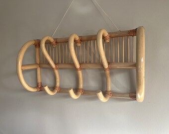 Vintage Bamboo Rattan Hanging Wall Hooks