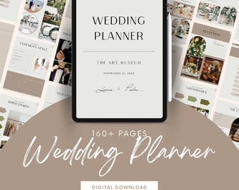 GOODNOTES 160+ Pages Wedding Planner Template Digital Download, PDF format, Minimalist Wedding Planner, Budget, Vision Boards, Hyperlinked