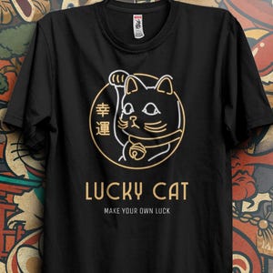 Lucky Cat Neko 777 Tee | Japanese Fortune Yokai Streetwear T Shirt | Dark Folklore Anime Urban Graphic Tee Unisex Tokyo Street Art Style