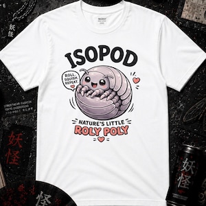 Isopod Roly Poly T-Shirt, Kawaii Japan Yokai Streetwear, Cute Insect Graphic Tee, Beetle Bug Lover Gift, Gorpcore Nature Unisex Shirt