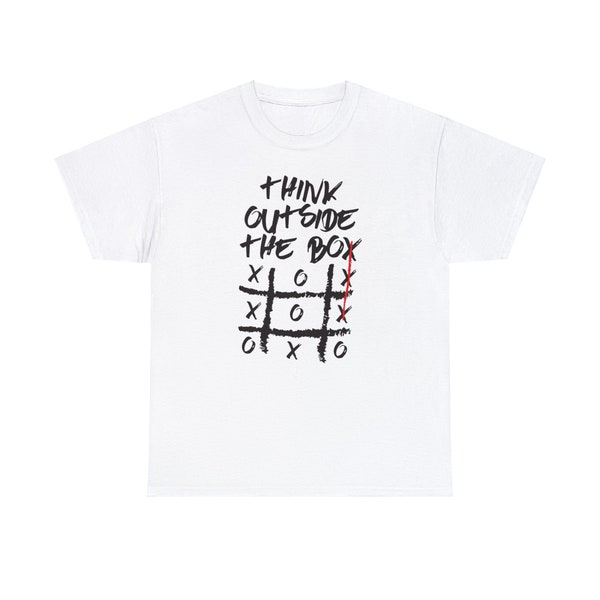 Think-outside-the-box Shirt Weiß-Schwarz Schrift Rote Linie Unisex-out-t-shirt Baumwolle