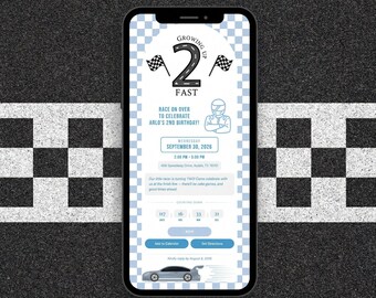Two Fast 2nd Birthday Invitation | Racecar Party Digital Invite | Editable Template Instant Download
