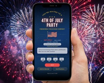 4th of July BBQ Invitation | Patriotic Digital Invite | Editable Template Instant Download