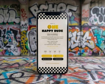 One Happy Dude 1st Birthday Invitation | Retro Interactive Digital Invite (Instant Download)
