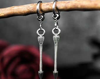 Arrow Drop Earrings - Archery Inspired Jewelry - White Brass Handmade Dangle Earrings