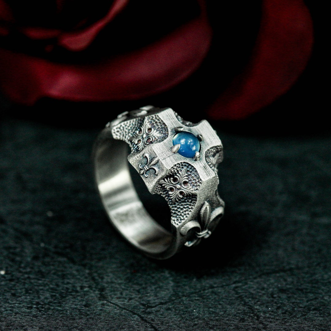 Cross Iris 925 Silver Ring-men's Silver Ring Inlaid With