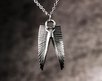 Gefaltete Flügel Anhänger - 925er Silber handgefertigte Gothic Flügel Halskette für Männer und Frauen