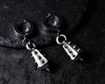Silver Spike Earrings: Gothic Punk Handmade Jewelry