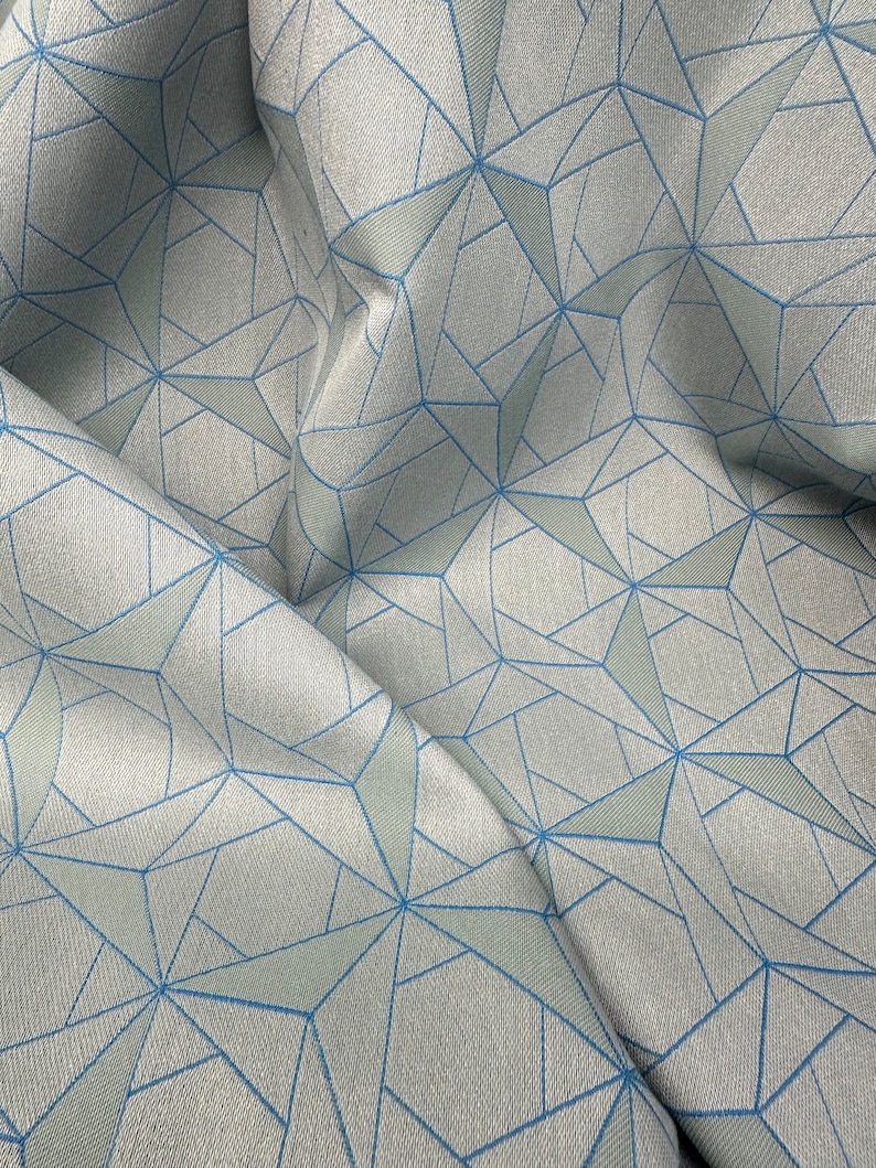 R0000138H - Folded Lines (973-54) Grey & Aqua Upholstery Fabric, Total ...