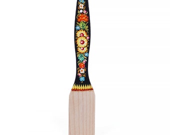 Hand-Painted Wooden Spatula with Petrykivka Art by Zinaida Shtanii, Signed by the Artist Ukraine