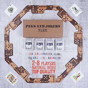 de jeu de société flexible Pegs and Jokers | 2 à 8 joueurs | Bois naturel fabriqué à la main avec un design de planche flexible