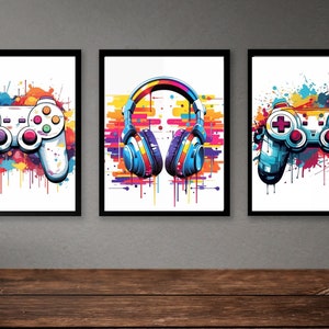 Gaming Prints, Gaming Poster, Gaming Wall Art Set of 3, Gaming Room Decor, Gamer Gift, Games Room Art,Boys Bedroom Decor, Video Game Print.