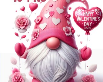 Valentines Gnome clipart bundle, Valentines clipart, Valentines png graphics, Gnome sublimation, Transparent background, Commercial Use.