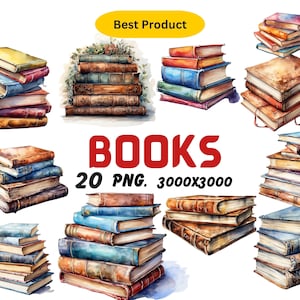 Watercolor Books Clipart | Painted Book Clipart | Book, Reading, Education Illustrations, PNG Graphics | Instant Download for Commercial Use