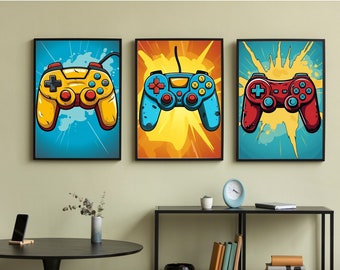 Gaming Prints, Gaming Poster, Gaming Wall Art Set of 3, Gaming Room Decor, Gamer Gift, Games Room Art,Boys Bedroom Decor, Video Game Print