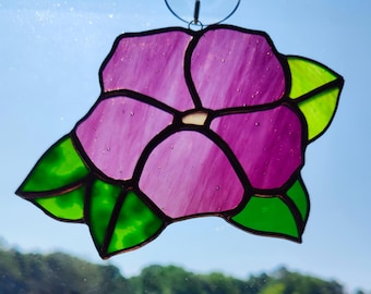 Handcrafted Stained Glass Pansy Suncatcher