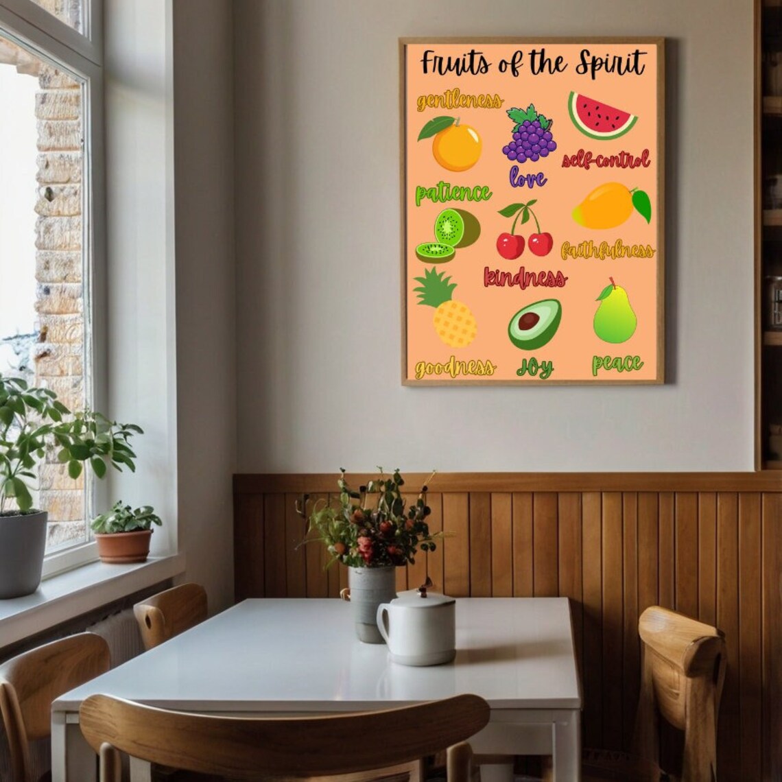 Fruits of the Spirit Wall Art, Digital Art, Kitchen Wall Art, Christian ...