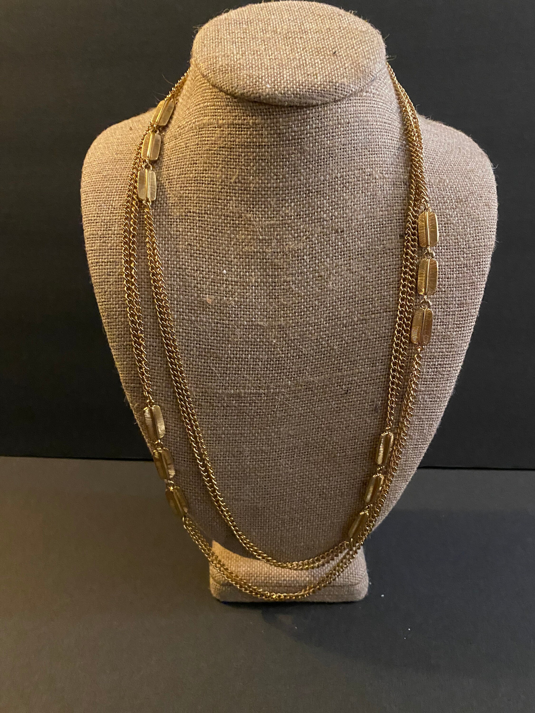 Vintage Monet Gold Tone Double Chain Necklace - Etsy