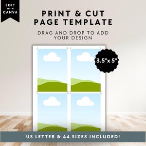 Print & Cut 3.5"x5" Card Multi Per Page Print Tool | Canva Template | Print Format Page 8.5x11", Print Guide Canva Full Sheet Print Page