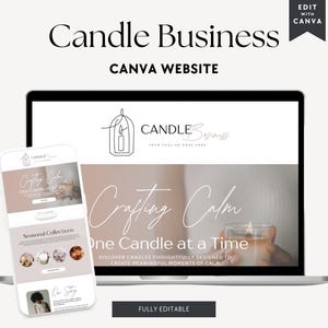 Clean & Modern Candle Business Canva Website-Vorlage, Verkaufs-Landing-Seitenvorlage für Kerzen, bearbeitbare Kerzenprodukt-Verkaufsseitenvorlage