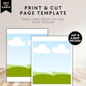 Print & Cut 4 "x9" 2 pro Seite Print-Tool | Canva Vorlage | Rack-Karte oder Menü-Druckformat Seite 8,5 x 11 ", Ganzblatt-Druckseitenvorlage