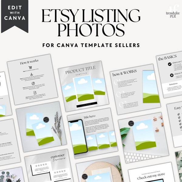 Etsy Listing Photos Infographics for Canva Template Sellers or Digital Products, Canva Template, Editable Digital Seller Product Mockups