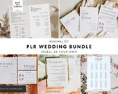 PLR Minimalist Wedding Template Bundle Canva, Resell Rights Editable Modern Wedding Invite Suite, Signage, Menu, Seating Chart, Commercial