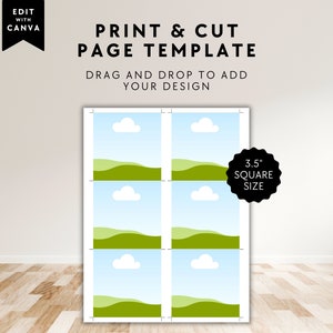 Afdrukken en snijden 3,5-inch vierkante kaart, meerdere pagina's Afdruktool | Canvasjabloon | Afdrukformaat pagina 8,5 x 11 inch, printhandleiding Canva afdrukpagina volledig vel