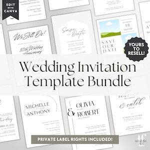 Kommerzielle Nutzung Hochzeitseinladung Canva Vorlage PLR Bundle, Wiederverkaufsrechte, Done For You Einladungsvorlagen, Jubiläum Save the Date
