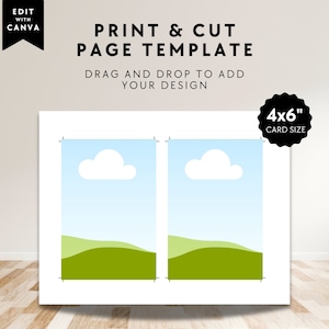 Imprimir e cortar cartão de 4 "x 6" ferramenta de impressão múltipla por página | Modelo Canva | Página de formato de impressão 8,5x11", guia de impressão Canva página de impressão de folha completa