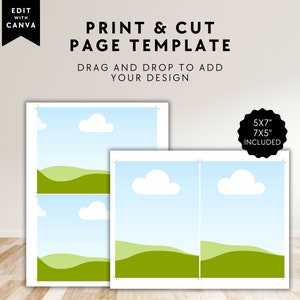 Imprimir y cortar Tarjeta 5x7 Múltiples por página Herramienta de impresión / Plantilla Canva / Página de formato de impresión 8.5x11", Guía de impresión Hoja completa Imprimir página Arrastrar y soltar