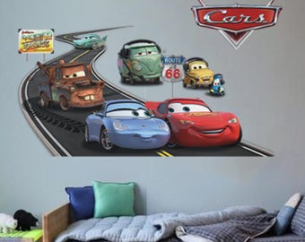 Cars Wall Decal Lightning McQueen Wall Art Cars Wallpaper Baby Room Wall Sticker For Boys Room Wall Decal Nursery Room