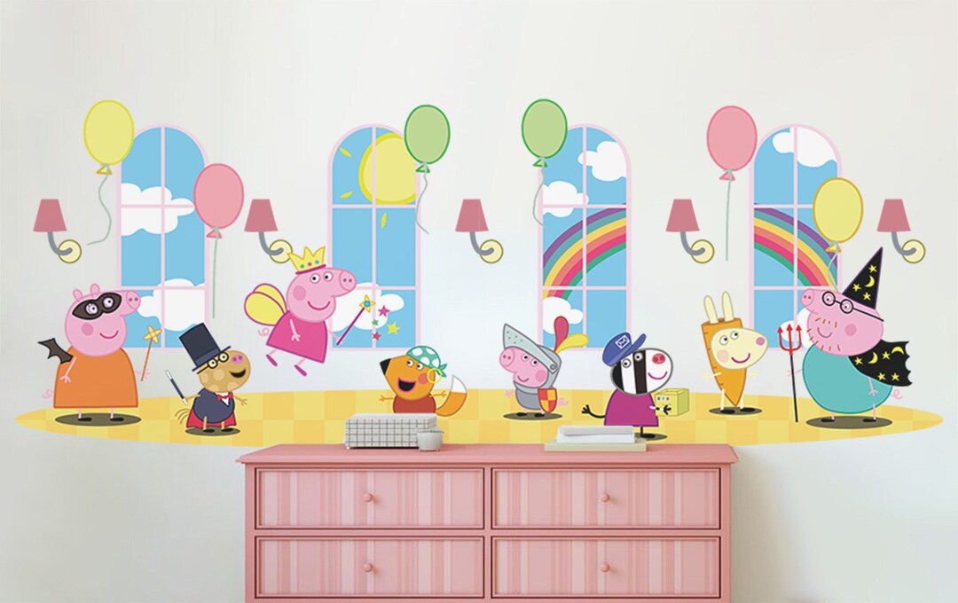 Peppa Pig Wall Decal Peppa Family Wall Decal Piglet Cartoon Hasbro Wall Art Pig Peppa
